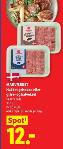 Lidl Madværket Hakket grisekød eller grise- og kalvekød tilbud