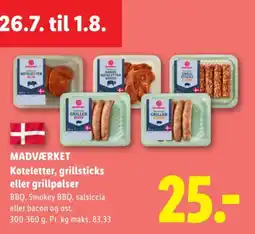 Lidl Madværket Koteletter, grillsticks eller grillpølser tilbud