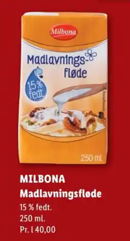 Lidl Milbona Madlavningsfløde tilbud