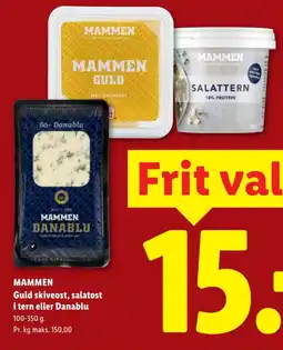 Lidl Mammen Guld skiveost, salatost i tern eller Danablu tilbud