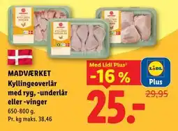 Lidl MADVÆRKET Kyllingeoverlår med ryg, -underlår eller -vinger, App-pris tilbud