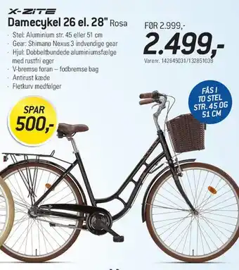 X-ZITE Damecykel 26 el. 28 Rosa