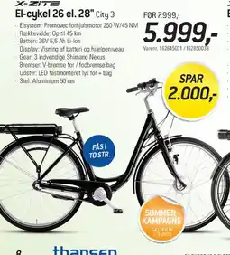 Thansen X-ZITE El-cykel 26 el. / 28 City 3 tilbud