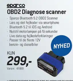 Thansen Sparco OBD2 Diagnose scanner tilbud