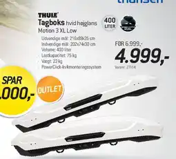Thansen Thule Tagboks Motion 3 XL Low (hvid) tilbud