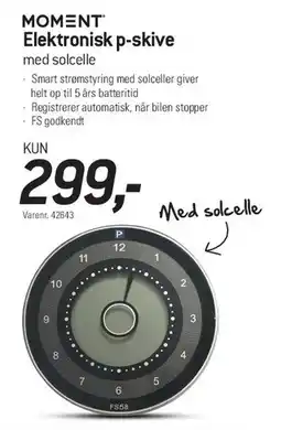 Thansen MOMENT Elektronisk p-skive (med solcelle) tilbud