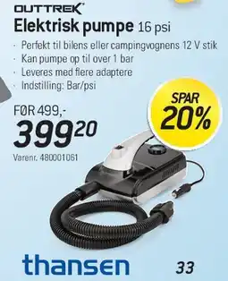 Thansen Elektrisk pumpe 16 psi tilbud