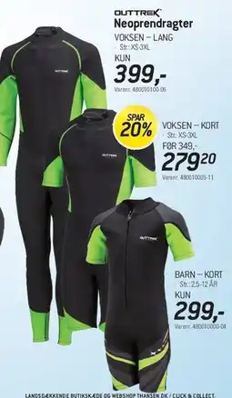 Thansen OUTTREK Neoprendragter tilbud