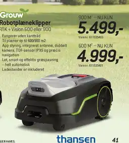 Thansen Grouw Robotplæneklipper RTK + Vision (600 eller 900) tilbud