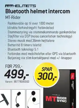 Thansen Bluetooth helmet intercom - MT-Rider tilbud