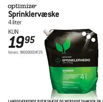 Thansen optimize Sprinklervæske tilbud