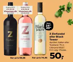 SuperBrugsen Z Zinfandel eller Black Tower tilbud