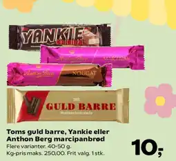 SuperBrugsen Toms guld barre, Yankie eller Anthon Berg marcipanbrød tilbud