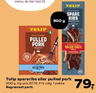Kvickly Tulip spareribs eller pulled pork tilbud