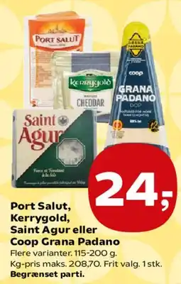 Kvickly Port Salut, Kerrygold, Saint Agur eller Coop Grana Padano tilbud