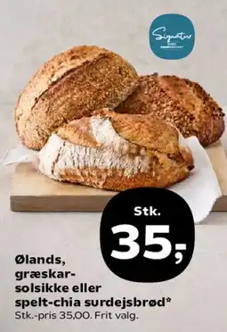 Kvickly Ølands-, græskar-solsikke eller spelt-chia surdejsbrød tilbud