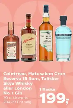 Kvickly Cointreau, Matusalem Gran Reserva 15 Rom, Talisker Skye Whisky eller London No.1 Gin tilbud