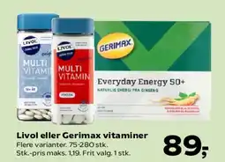 Kvickly Livol eller Gerimax vitaminer tilbud