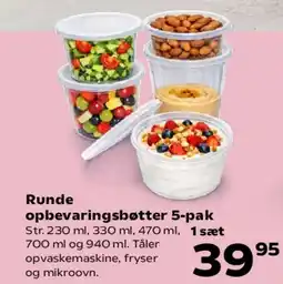 Kvickly Runde opbevaringsbøtter 5-pak tilbud