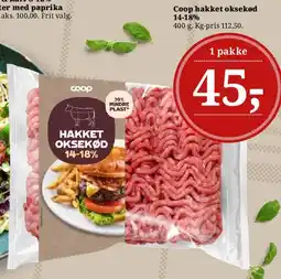 Dagli'Brugsen Coop hakket oksekød 14-18% tilbud