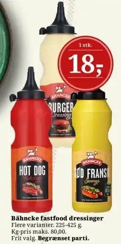 Dagli'Brugsen Bähncke fastfood dressinger tilbud