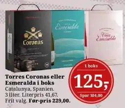 Dagli'Brugsen Torres Coronas eller Esmeralda i boks tilbud