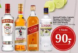 Dagli'Brugsen Smirnoff Vodka, Captain Morgan, Gordon's Gin eller Johnnie Walker Red Label Whisky tilbud