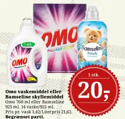 Dagli'Brugsen Omo vaskemiddel eller Bamseline skyllemiddel tilbud