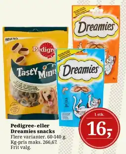 Dagli'Brugsen Pedigree- eller Dreamies snacks tilbud