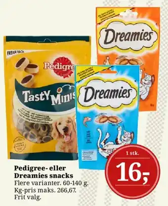 Dagli'Brugsen Pedigree- eller Dreamies snacks tilbud