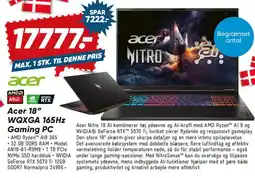 Bilka Acer 18 WQXGA 165Hz Gaming PC tilbud
