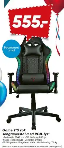 Bilka Game Y's gamingstol med RGB-lys tilbud