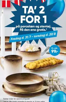Bilka Ta' 2 for 1 - porcelæn og stentøj tilbud