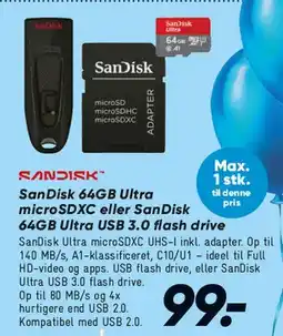 Bilka SanDisk 64GB Ultra (microSDXC / USB 3.0) tilbud