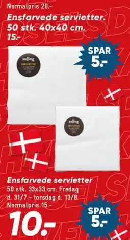 Bilka Ensfarvede servietter, 50 stk. tilbud