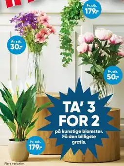 Bilka Kunstige blomster - TA' 3 FOR 2 tilbud