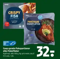 Coop 365 Coop sprøde fiskeportioner eller fiskefileter tilbud