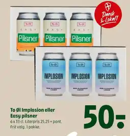 Coop 365 To Øl Implosion eller Easy pilsner tilbud