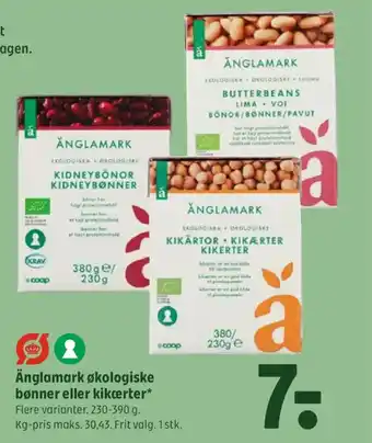 Coop 365 Änglamark økologiske bønner eller kikærter tilbud