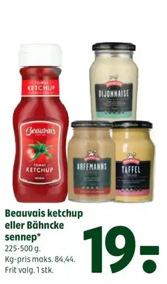 Coop 365 Beauvais ketchup eller Bähncke sennep tilbud