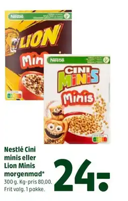 Coop 365 Nestlé Cini minis eller Lion Minis morgenmad tilbud