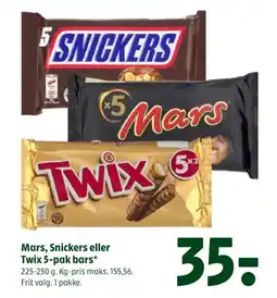 Coop 365 Mars, Snickers eller Twix 5-pak bars tilbud