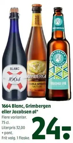 Coop 365 1664 Blanc, Grimbergen eller Jacobsen øl tilbud