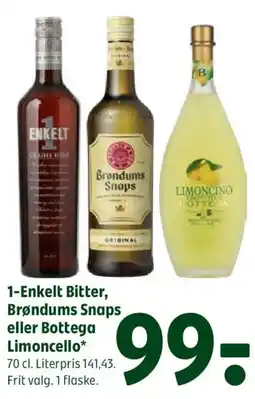 Coop 365 1-Enkelt Bitter, Brøndums Snaps eller Bottega Limoncello tilbud