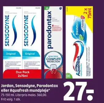 Coop 365 Jordan, Sensodyne, Parodontax eller Aquafresh mundpleje tilbud