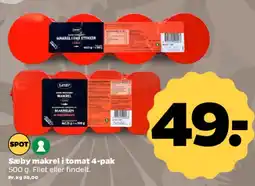Netto Sæby makrel i tomat 4-pak tilbud
