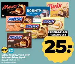 Netto Mars / Bounty / Twix / Snickers isbarer (5-pak) tilbud