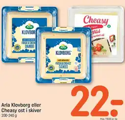 REMA 1000 Arla Klovborg eller Cheasy ost i skiver tilbud