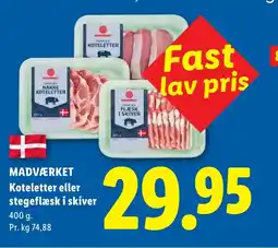 Lidl MADVÆRKET Koteletter eller stegeflæsk i skiver tilbud