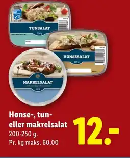 Lidl Hønse-, tun- eller makrelsalat tilbud